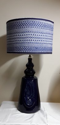 Large Vintage German Table Lamp with Blue Ceramic Foot, 1970s-HOI-1780296