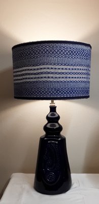 Large Vintage German Table Lamp with Blue Ceramic Foot, 1970s-HOI-1780296