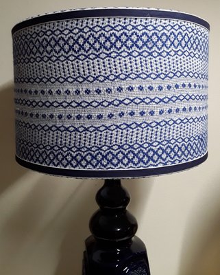 Large Vintage German Table Lamp with Blue Ceramic Foot, 1970s-HOI-1780296