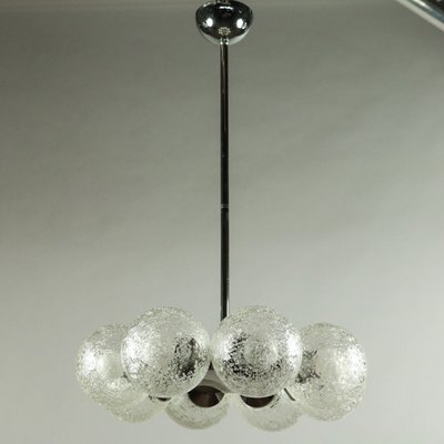 Large Vintage Glass & Chrome Ceiling Lamp-FUP-655237