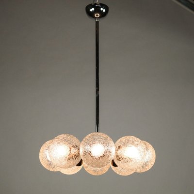 Large Vintage Glass & Chrome Ceiling Lamp-FUP-655237