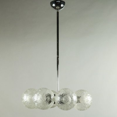 Large Vintage Glass & Chrome Ceiling Lamp-FUP-655237