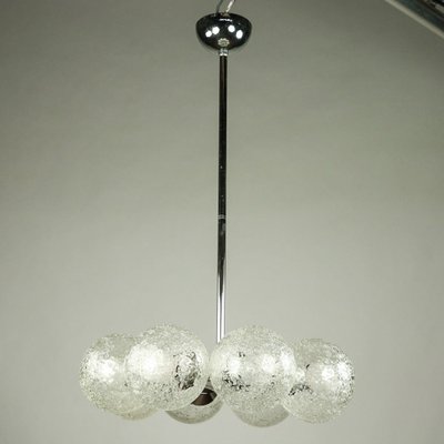 Large Vintage Glass & Chrome Ceiling Lamp-FUP-655237