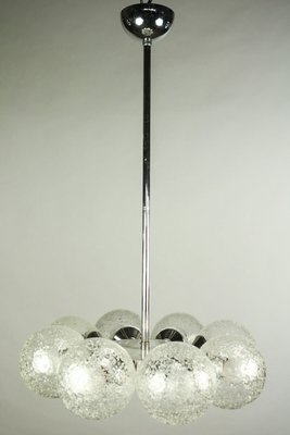 Large Vintage Glass & Chrome Ceiling Lamp-FUP-655237