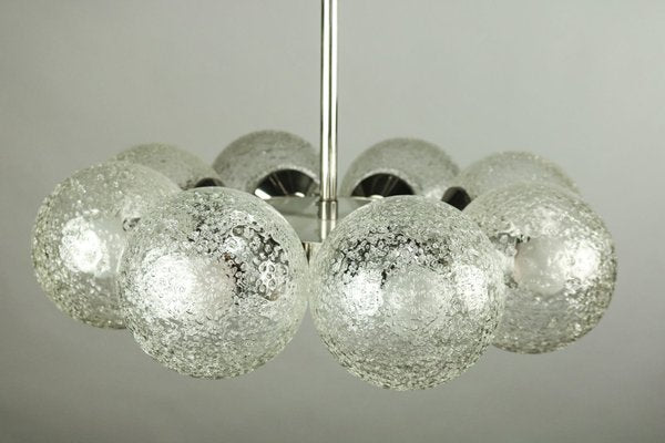 Large Vintage Glass & Chrome Ceiling Lamp-FUP-655237