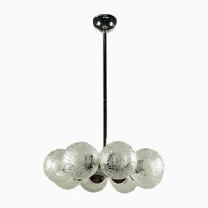 Large Vintage Glass & Chrome Ceiling Lamp-FUP-655237