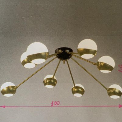 Large Vintage Gold Ceiling Lamp, 1980s-OLY-782293