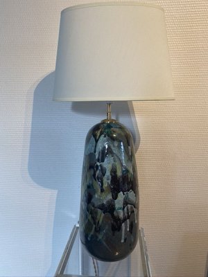 Large Vintage Green Ceramic Table Lamp-HFR-856222