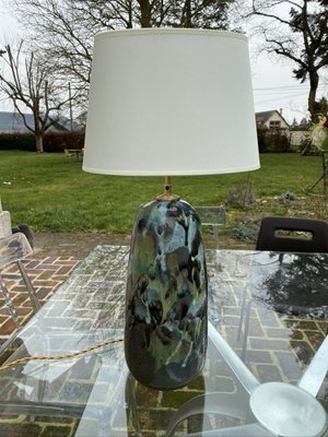 Large Vintage Green Ceramic Table Lamp-HFR-856222