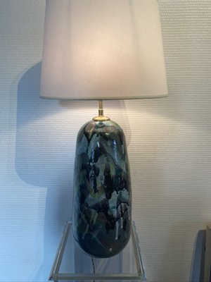 Large Vintage Green Ceramic Table Lamp-HFR-856222