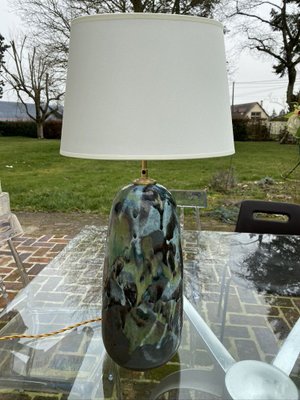 Large Vintage Green Ceramic Table Lamp-HFR-856222