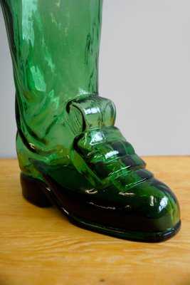 Large Vintage Green Glass Drinking Boot from Salamander Shoe Company, 1930s-GQ-578361