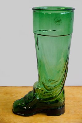 Large Vintage Green Glass Drinking Boot from Salamander Shoe Company, 1930s-GQ-578361