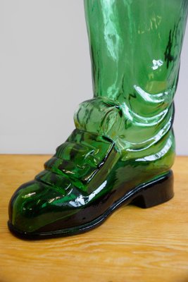 Large Vintage Green Glass Drinking Boot from Salamander Shoe Company, 1930s-GQ-578361