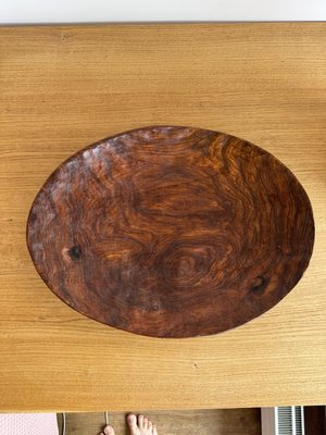 Large Vintage Hand Carved Wood Dish-OJI-2018450