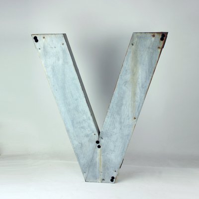 Large Vintage Industial Czechoslovakian Letter V in Zinc, 1950s-UL-1412170