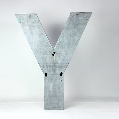 Large Vintage Industial Czechoslovakian Letter Y in Zinc, 1950s-UL-1412162