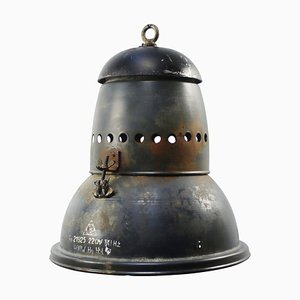 Large Vintage Industrial Blue Enamel Pendant Light-BLS-1759588