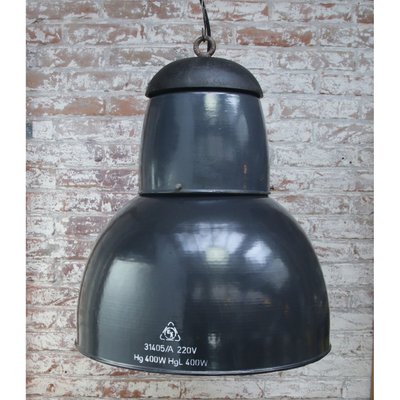 Large Vintage Industrial Dark Blue Enamel Pendant Light-BLS-1075608