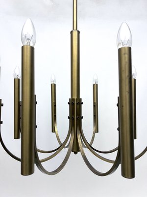 Large Vintage Italian Eight Lights Chandelier in Brass, 1970s-OT-1706639