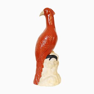 Large Vintage Italian Majolica Pottery Figurine of Pheasants Bird-DEK-932465