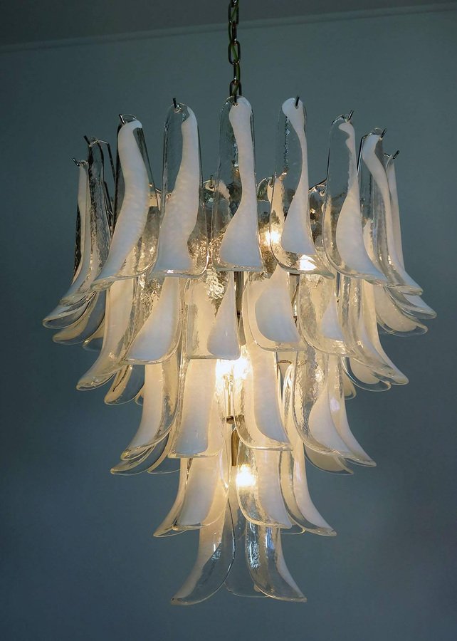 Large Vintage Italian Murano Chandelier with 52 Glass Petals, 1970s