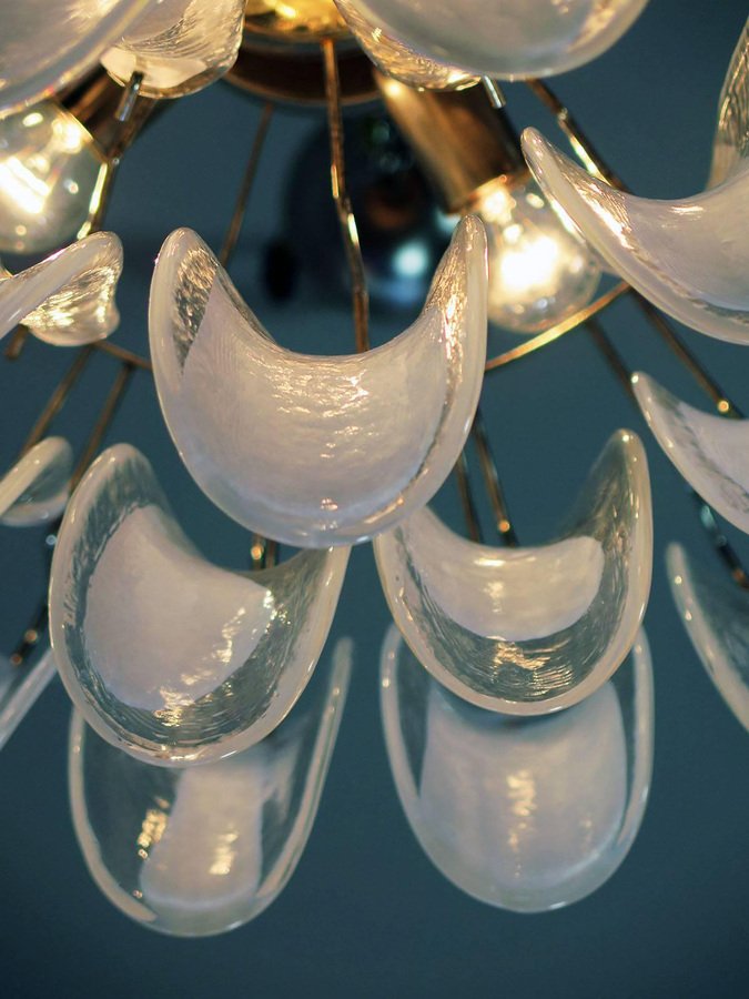 Large Vintage Italian Murano Chandelier with 52 Glass Petals, 1970s