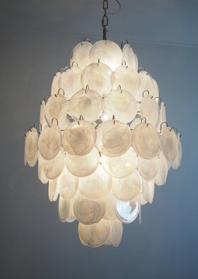 Large Vintage Italian Murano Chandelier with 87 White Alabaster Disks, 1990s-FHZ-1822064