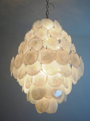 Large Vintage Italian Murano Chandelier with 87 White Alabaster Disks, 1990s-FHZ-1822064