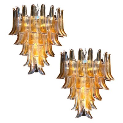 Large Vintage Italian Murano Chandelier with Amber Glass Petals, 1970s-MBH-1031713