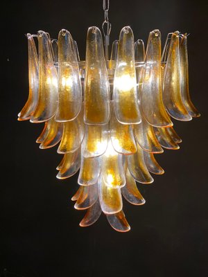 Large Vintage Italian Murano Chandelier with Amber Glass Petals, 1970s-MBH-1031713