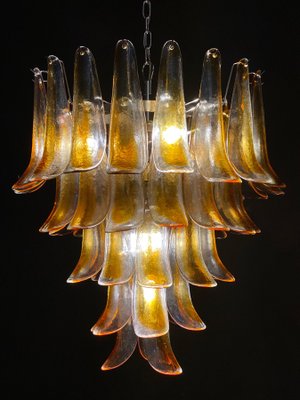 Large Vintage Italian Murano Chandelier with Amber Glass Petals, 1970s-MBH-1031713