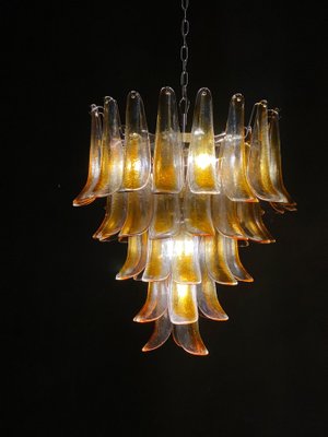 Large Vintage Italian Murano Chandelier with Amber Glass Petals, 1970s-MBH-1031713