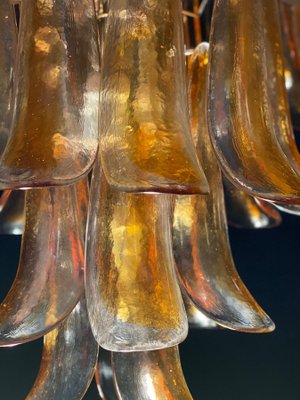 Large Vintage Italian Murano Chandelier with Amber Glass Petals, 1970s-MBH-1031713