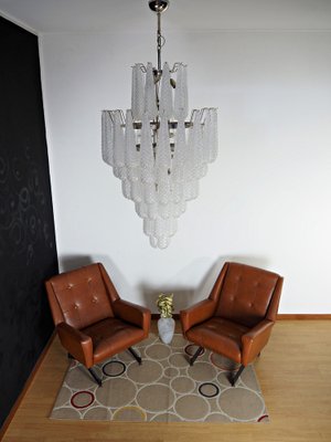 Large Vintage Italian Murano Glass Chandelier with 85 Glass Transparent Petals Drop, 1990s-FHZ-1824335