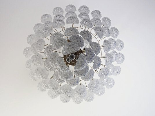 Large Vintage Italian Murano Glass Chandelier with 85 Glass Transparent Petals Drop, 1990s-FHZ-1824335