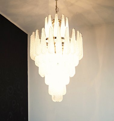 Large Vintage Italian Murano Glass Chandelier with 85 Glass Transparent Petals Drop, 1990s-FHZ-1824335