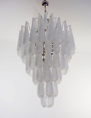 Large Vintage Italian Murano Glass Chandelier with 85 Glass Transparent Petals Drop, 1990s-FHZ-1824335