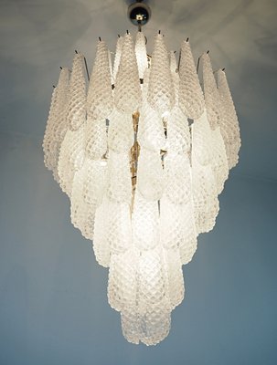 Large Vintage Italian Murano Glass Chandelier with 85 Glass Transparent Petals Drop, 1990s-FHZ-1824335