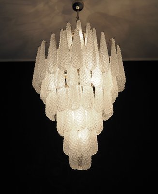 Large Vintage Italian Murano Glass Chandelier with 85 Glass Transparent Petals Drop, 1990s-FHZ-1824335