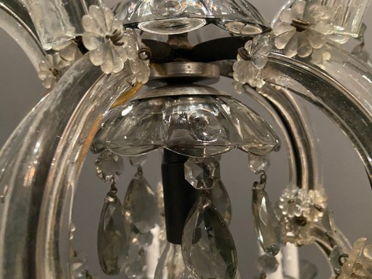 Large Vintage Murano Glass 16-Light Chandelier with Crystals, 1960s-JJC-875341