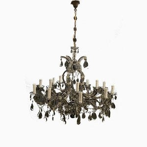 Large Vintage Murano Glass 16-Light Chandelier with Crystals, 1960s-JJC-875341