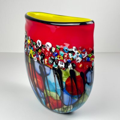 Large Vintage Murano Glass Vase Murrine, Italy, 1980s-WQC-2017539