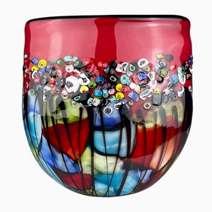 Large Vintage Murano Glass Vase Murrine, Italy, 1980s-WQC-2017539