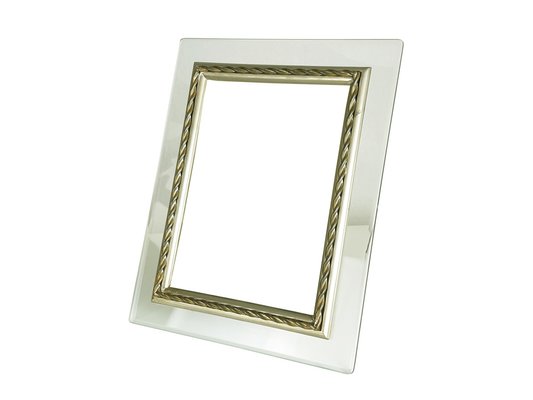 Large Vintage Nickel-Plated Picture Frames in Brass and Glass, 1950s, Set of 2-RD-1814398