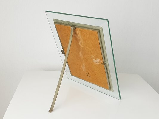 Large Vintage Nickel-Plated Picture Frames in Brass and Glass, 1950s, Set of 2-RD-1814398