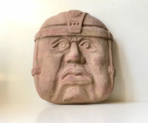 Large Vintage Olmec Terracotta Wall Head, Mexico, 1970s-LCR-957687