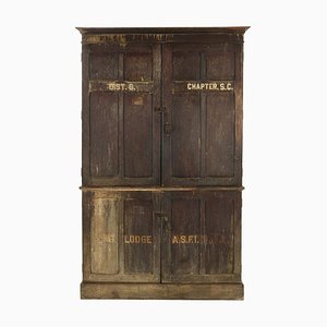 Large Vintage Patinated Wood Postal Cabinet-NQ-1076479