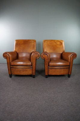 Large Vintage Sheep Leather Chairs, Set of 2-HPP-1796176