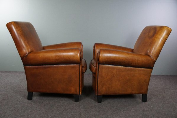 Large Vintage Sheep Leather Chairs, Set of 2-HPP-1796176